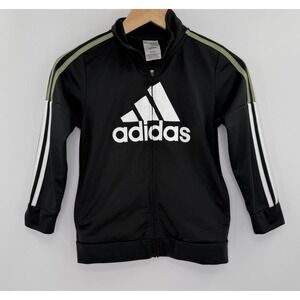 Adidas Jacket Kid's Black Full‎ Zip Track Jacket Activewear Sportswear Size 7